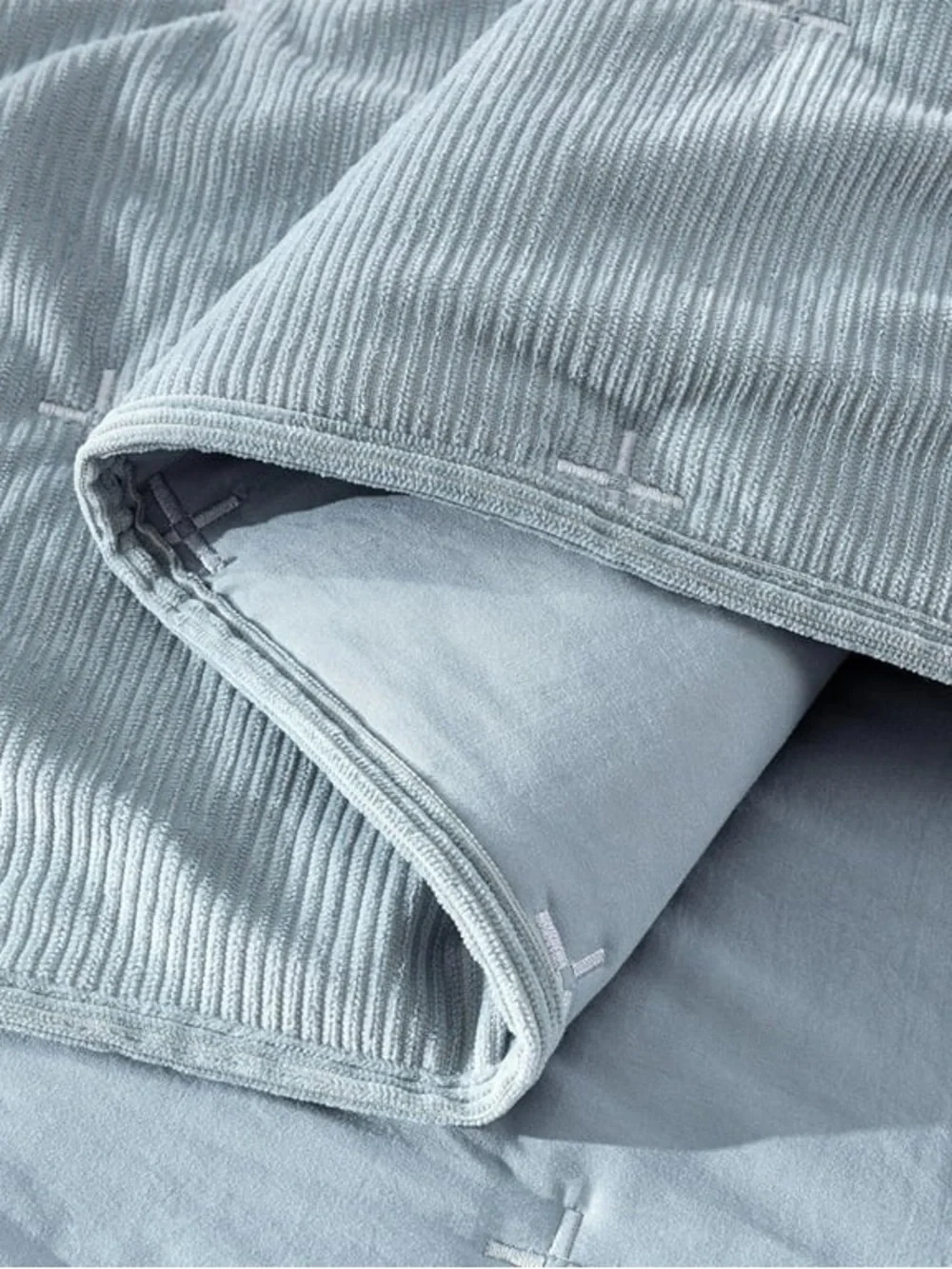 Light Blue corduroyTwin quilt 2 piece Set